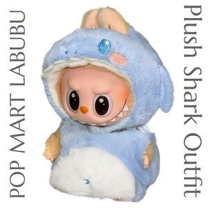 POP MART - Labubu Plush Shark Outfit - Blue Fuzzy Monster Costume